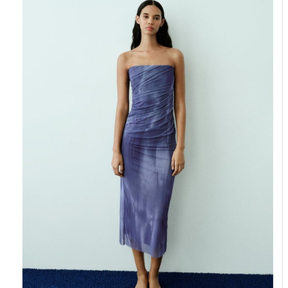 Zara Strapless Tie Dye Print Dress (Size M)